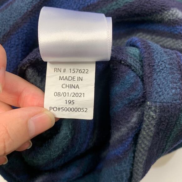 Eddie Bauer Fleece Mens L Large Blues Gray Striped 1/4 Zip Pullover Sweatshirt - Picture 10 of 12